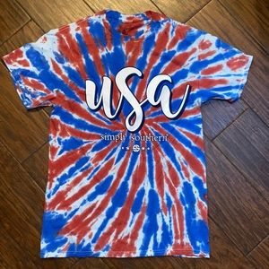 Simply Southern USA Tie-Dye Short Sleeve Tee - Red, Blue, White